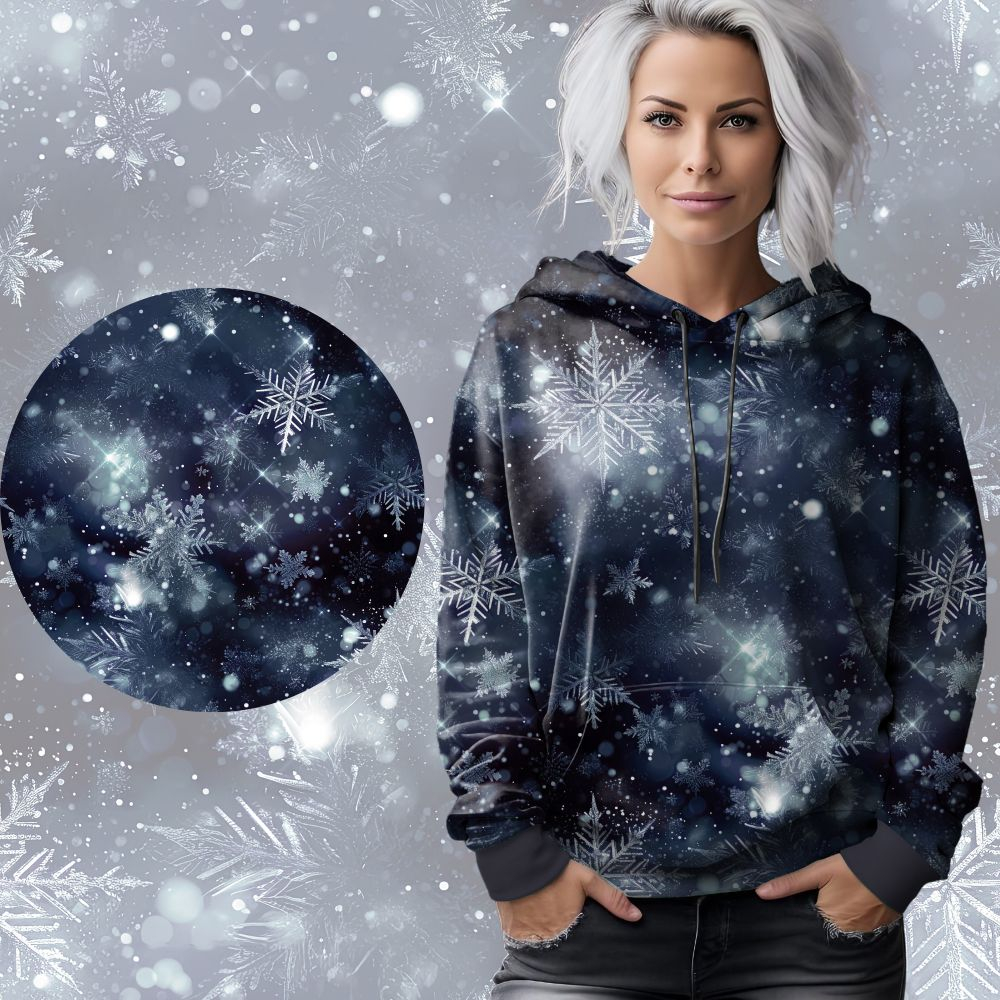Bio French Terry mit Überbreite (Stoffbreite ca. 180 cm): Eigenproduktion  Snow nights - von Graustufen-Stoffe